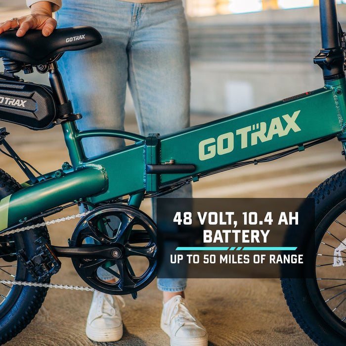 GOTRAX F1 Foldable Electric Bike - 20" x 2.6" Air Filled Tires - 15.5MPH & up to 25 Mile Range