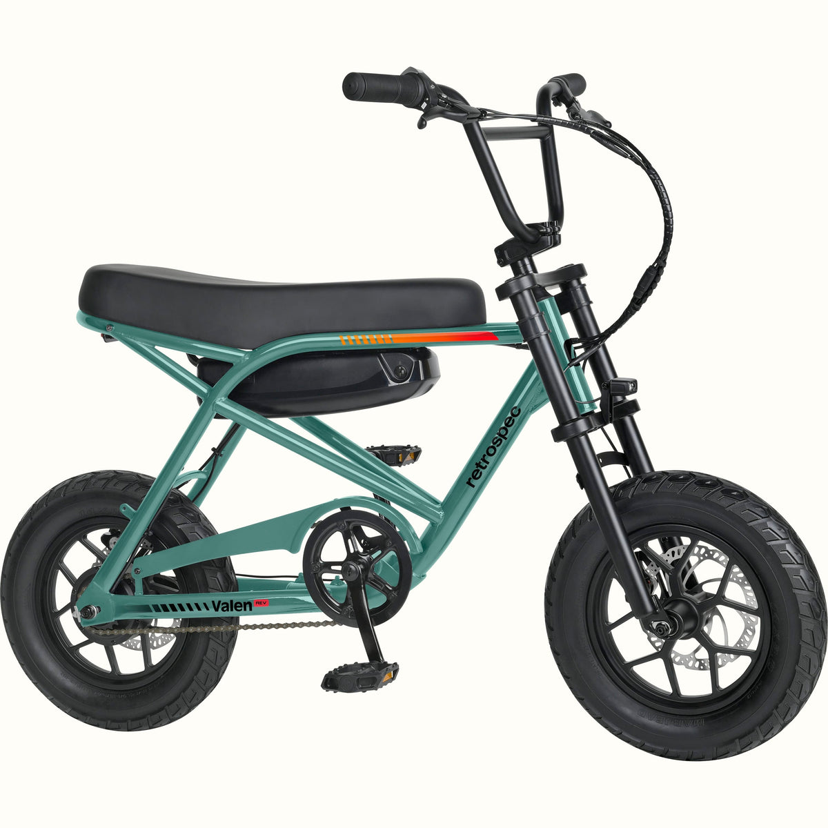 Retrospec Valen Rev 14 electric bike in Cypress Blue — angled view