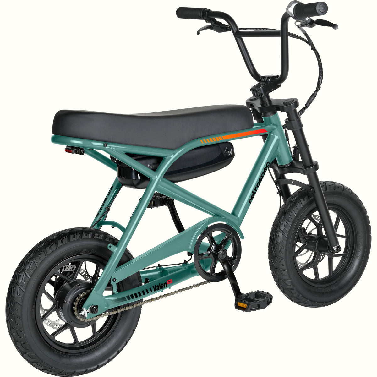 Retrospec Valen Rev 14 electric bike in Cypress Blue — rear view