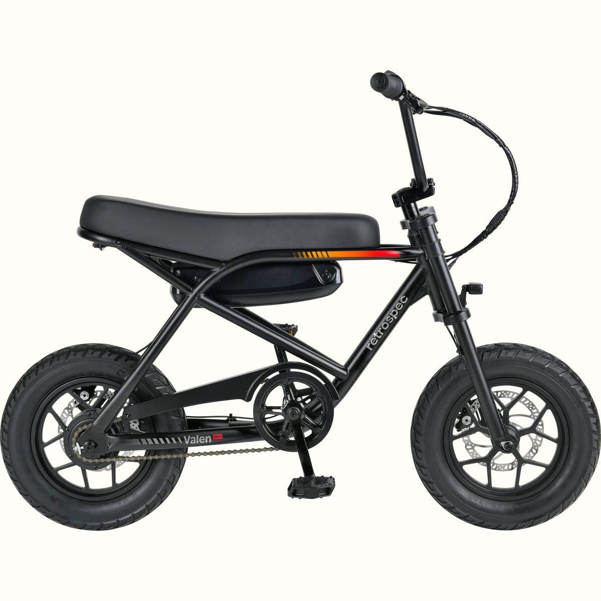 Retrospec Valen Rev 14 electric bike in Matte Black — side view