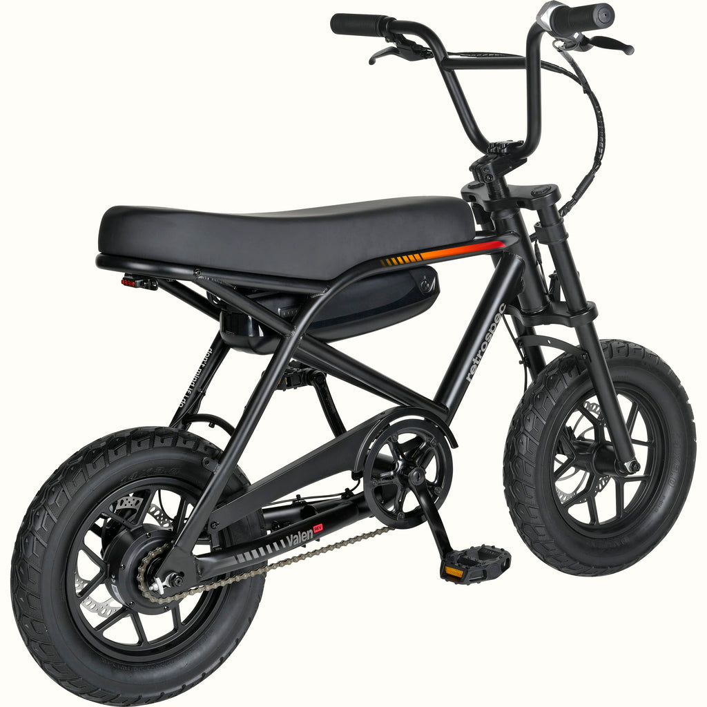 Retrospec Valen Rev 14 electric bike in Matte Black — rear view