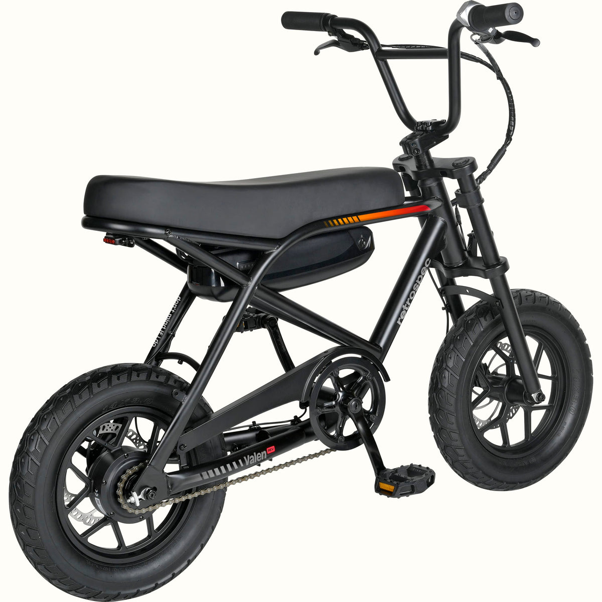 Retrospec Valen Rev 14 electric bike in Matte Black — rear view