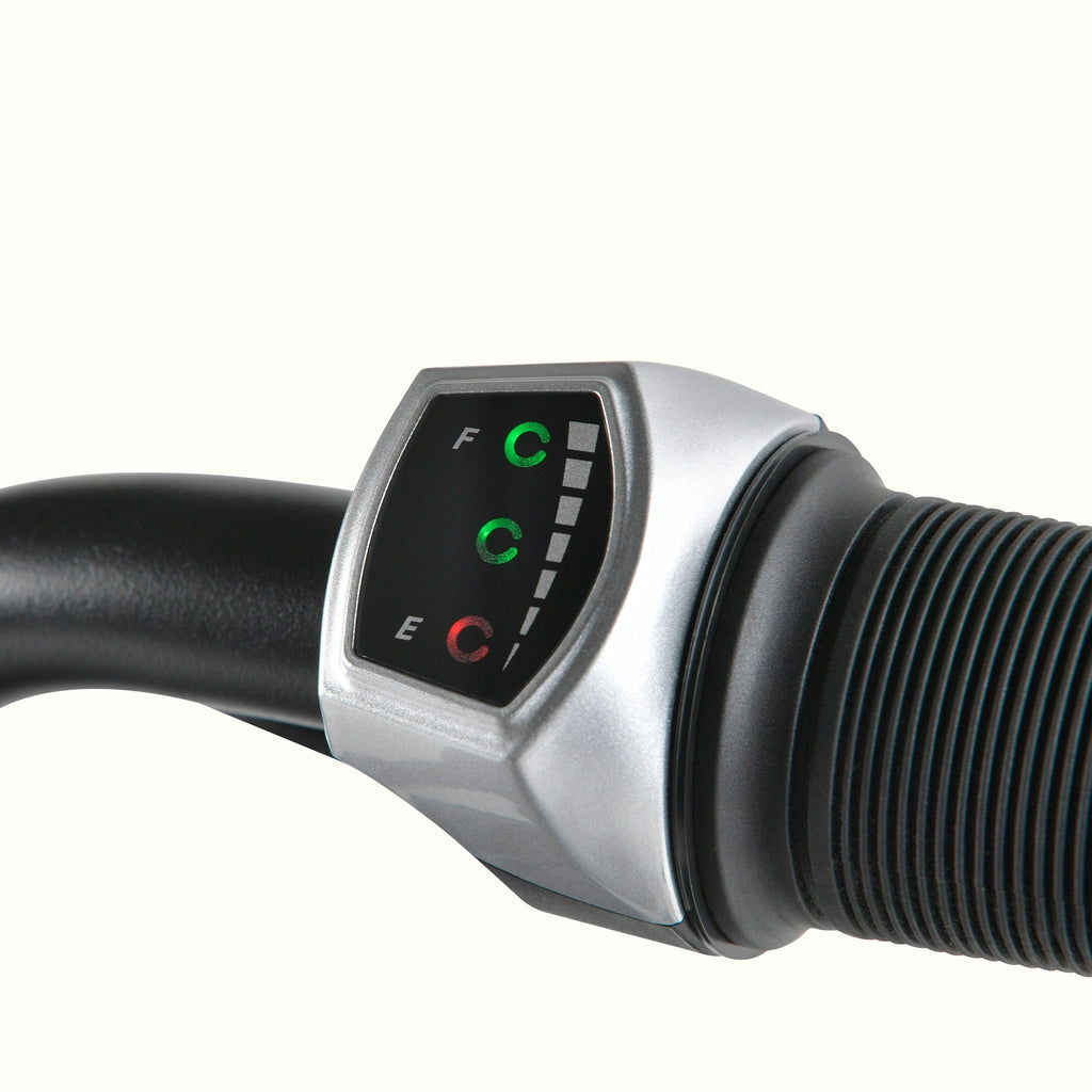 Retrospec Valen Rev 14 electric bike in Matte Black — handlebar display