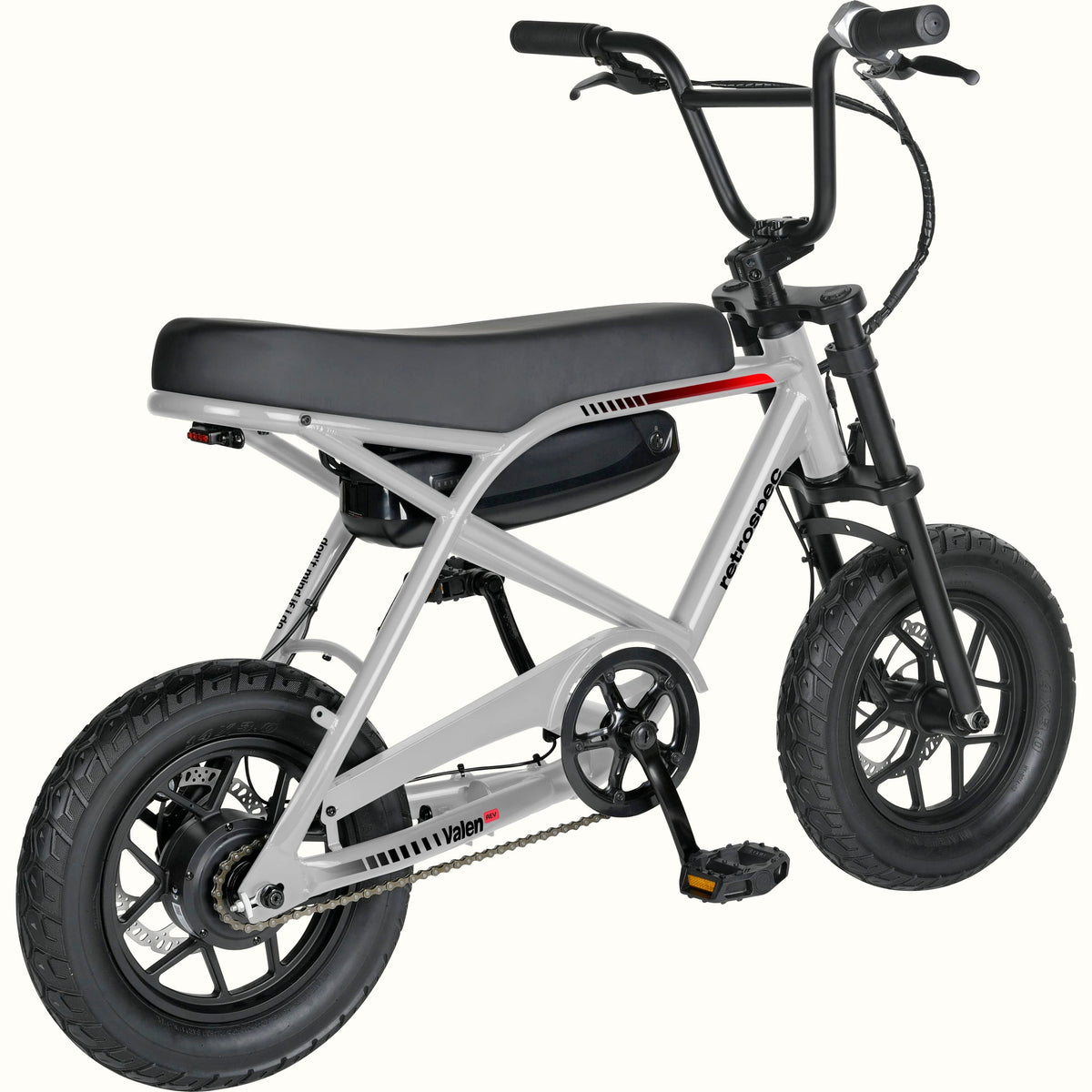 Retrospec Valen Rev 14 electric bike in Slate Gray — rear view