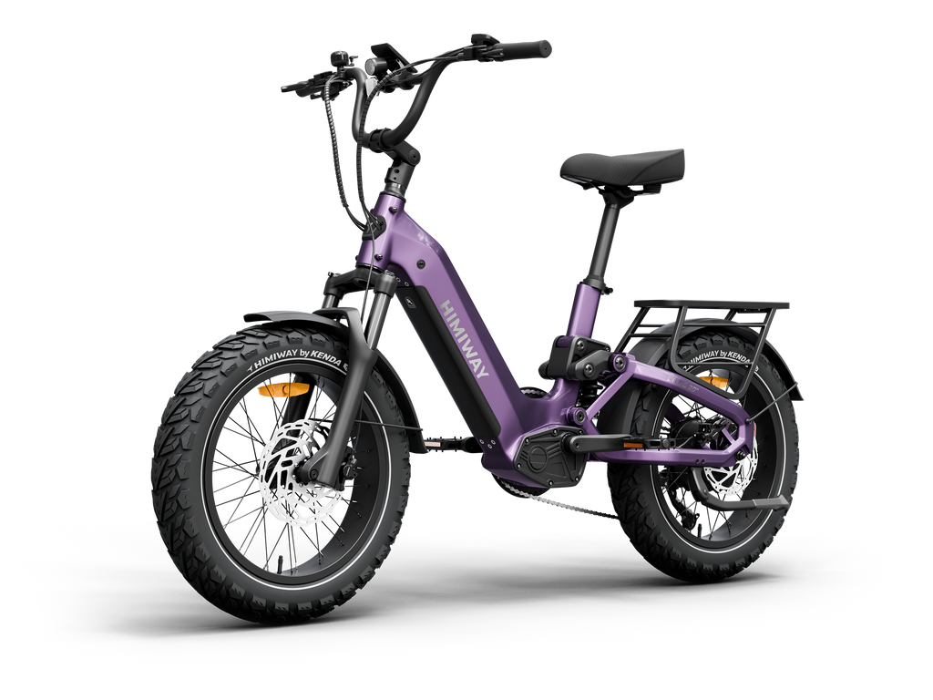 Himiway D5 2.0 20" full suspension fat tire electric bike in Nebula Mist front Right three-quarter view.