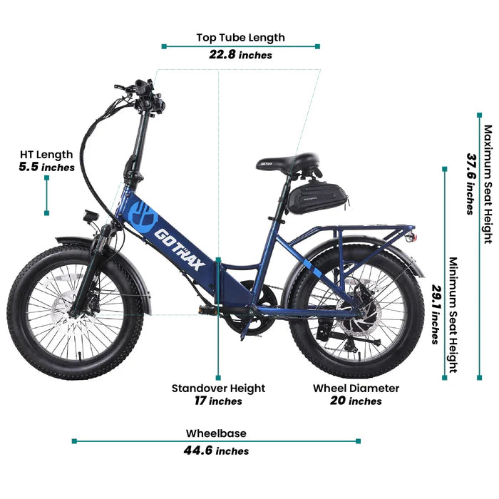 GOTRAX F2 Folding Electric Bike for Adults, 500W/48V 10.4Ah/20mph/20" x 3" Fat Tire E-Mountain Bike with LCD Display UL2849